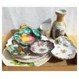 Box of Vintage China-Plates, Vases, etc. Most