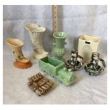 Art pottery candle holders, planters, vases etc