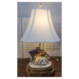 Large beautiful figural porcelain table lamp with
