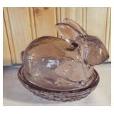 Vintage Light Purple Glass Bunny on Nest Candy