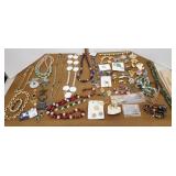 Costume jewelry necklaces, bracelets, brooches,
