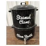 Black enamelware clam steamer