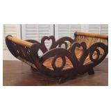 Rattan/wood magazine holder / OR put a pillow in