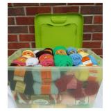 Clear Tote of Yarn. Approx 40 Skeins in Assorted
