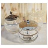 Vintage Lidded Glass Sugar, Sweet & Low Jars