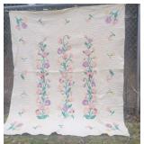 Floral quilt - Hand made quilted aprx 71x86 -