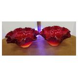 Cadmium glow glass bowls