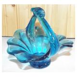 Pretty Blue Glass Basket. Unknown Basket