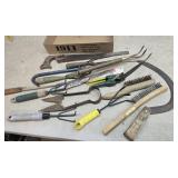 Garden tools, wire brush, etc