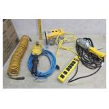 Drop lights, saw horse brackets, surge strip
