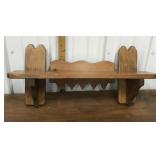 Wooden shelf w/ hooks