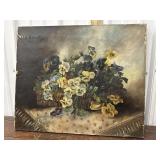 Painting on canvas - Still life pansies