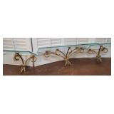 Set 3 iron and plate glass wall shelves - nice