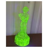 Cambridge glow glass green two kid flower frog