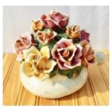 Capodimonte Style Porcelain Roses Centerpiece.