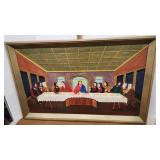 Folksy painting on canvas - last supper- artist