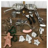 Cookie cutters, mixer, strainers etc.
