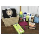 Bathroom lot- scales, mirror, cleaner, lotion etc