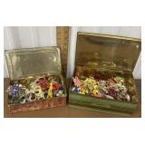 2 Vintage Candy Tins With Costume Jewelry Bits