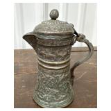 Gorgeous Antique hand etched copper? pitcher