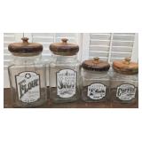 1984 Glass Country Store Design Canister Set -