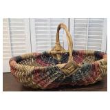 Vintage 22" woven multi colors buttocks basket