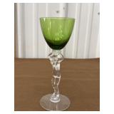 Cambridge Emerald green nude stem wine glass