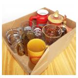 Box lot of Fire Related Mugs & Glasses
