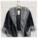 Faux Silver fox trim cape/Shawl