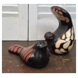 2 Peruvian signed pottery birds