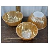 3 bowl set FireKing Lustre mixing bowls