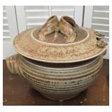Amazing signed studio pottery soup tureen & ladle