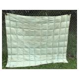 HEAVY vintage satin blanket *some staining
