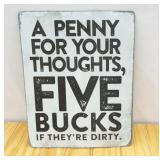 Tin Sign Penny for Thoughts