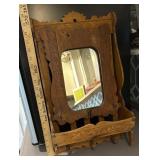 Antique wall hanging comb box / mirror