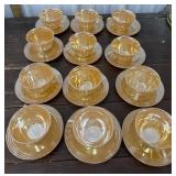Gorgeous FireKing peach Lustre cups and saucers