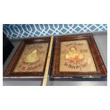 2 vintage Needlepoint Celluloid pictures