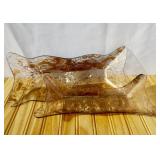MCM Pair of Gold Floral Design over Glass Trays.