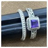 .925 Silver Rings - Purple Stone