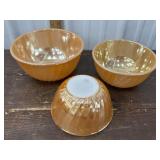 3 pieces FireKing Lustre mixing bowls