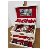 Jewelry box with contents necklaces pins etc
