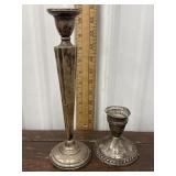 2 stamped Sterling candle stick holders