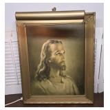 1940 Jesus print with attached studio light