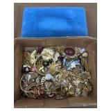 Vintage jewelry box with contents and costume