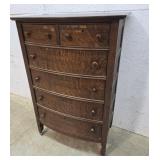 Oak 2 over 4 highboy dresser 32"20"48"