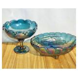 Carnival Glass Large Pedestal and Oval Fruit