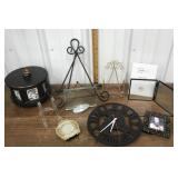 Picture frames, clock etc
