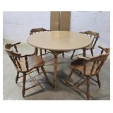 Round table 2 leaves, 4 chairs 48"30"