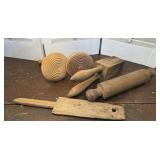 Antique woodenware - butter workers, lemon