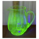 Beautiful green glow glass pitcher